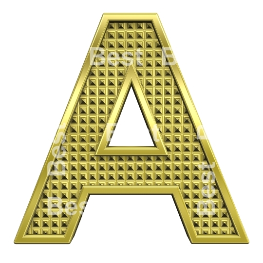 One letter from knurled gold alphabet set