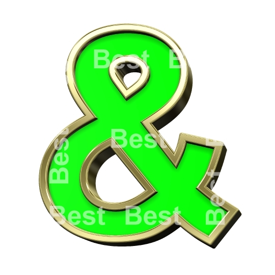 One letter from light green with gold frame alphabet set