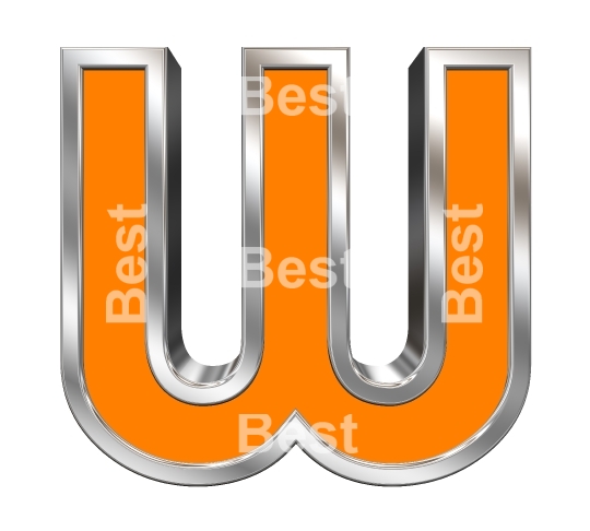 One letter from orange with chrome frame alphabet set