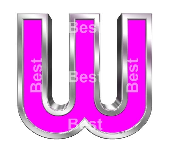 One letter from pink with chrome frame alphabet set