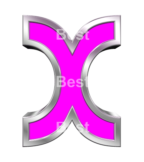 One letter from pink with chrome frame alphabet set