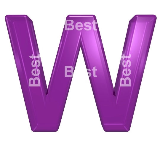 One letter from purple glass alphabet set, isolated on white.