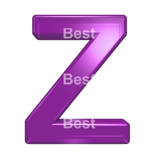 One letter from purple glass alphabet set, isolated on white.