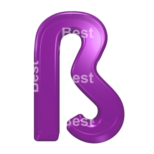 One letter from purple glass alphabet set, isolated on white.