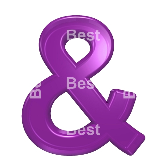 One letter from purple glass alphabet set, isolated on white.