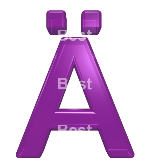 One letter from purple glass alphabet set, isolated on white.