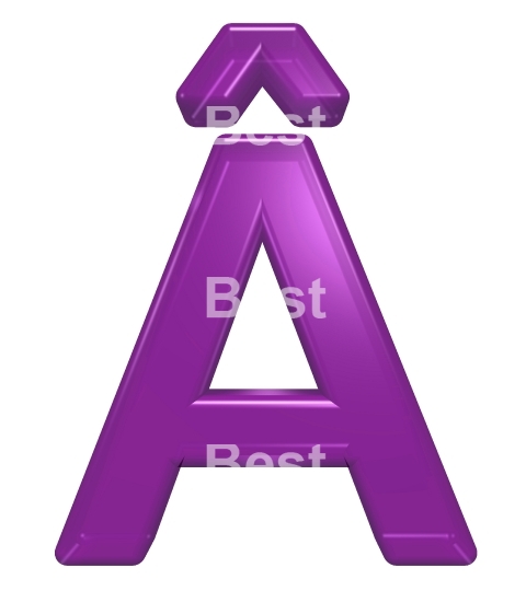 One letter from purple glass alphabet set, isolated on white.