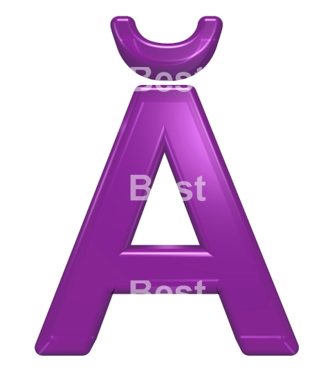 One letter from purple glass alphabet set, isolated on white.