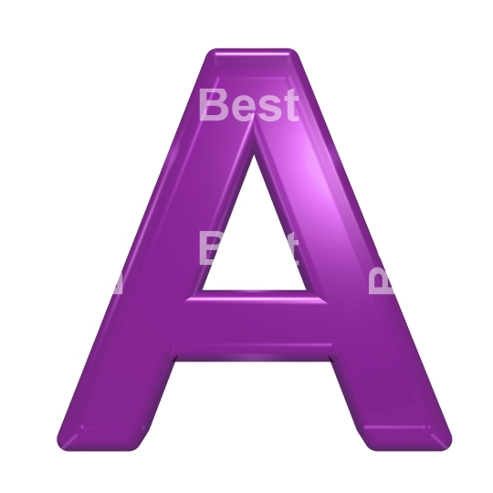 One letter from purple glass alphabet set, isolated on white.