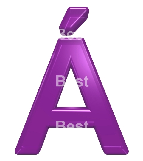 One letter from purple glass alphabet set, isolated on white.