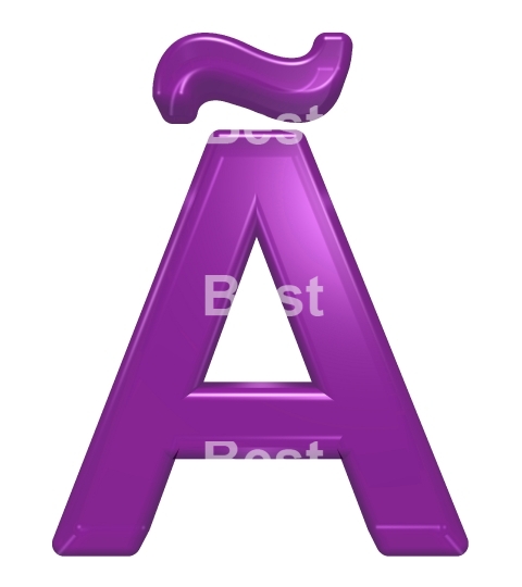 One letter from purple glass alphabet set, isolated on white.