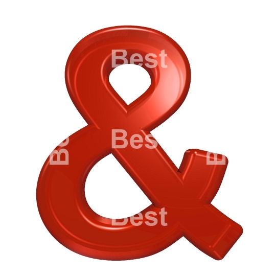 One letter from red glass alphabet set, isolated on white.