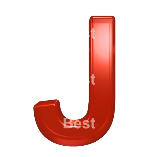 One letter from red glass alphabet set, isolated on white.