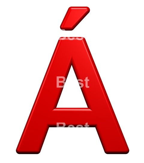One letter from red plastic alphabet set, isolated on white. 
