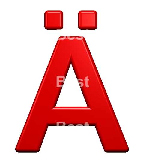 One letter from red plastic alphabet set, isolated on white. 