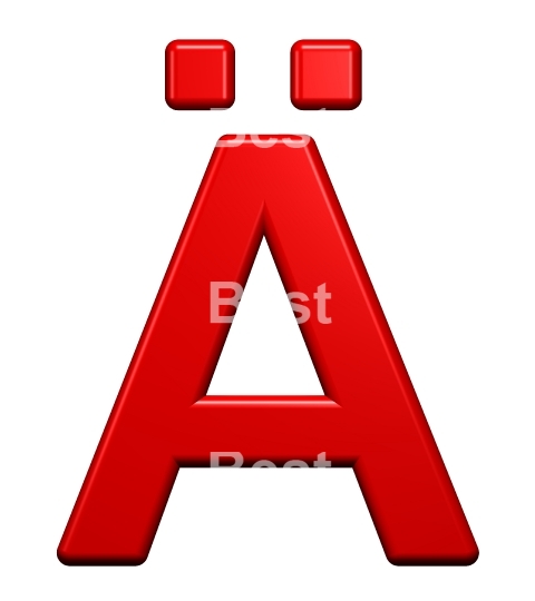 One letter from red plastic alphabet set, isolated on white. 
