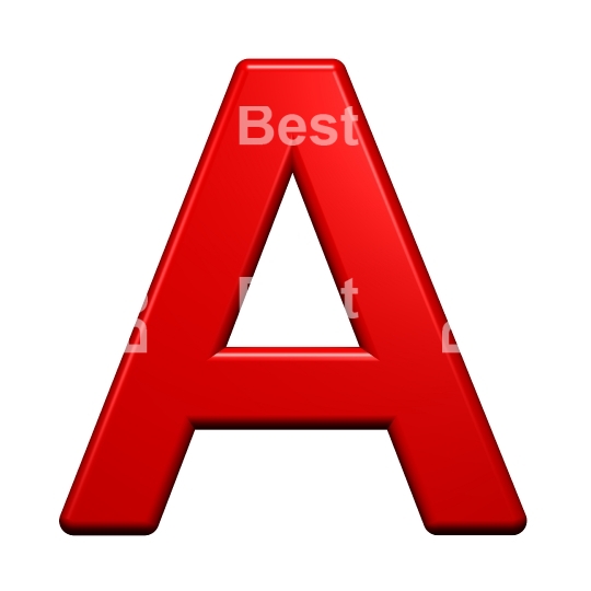 One letter from red plastic alphabet set, isolated on white. 