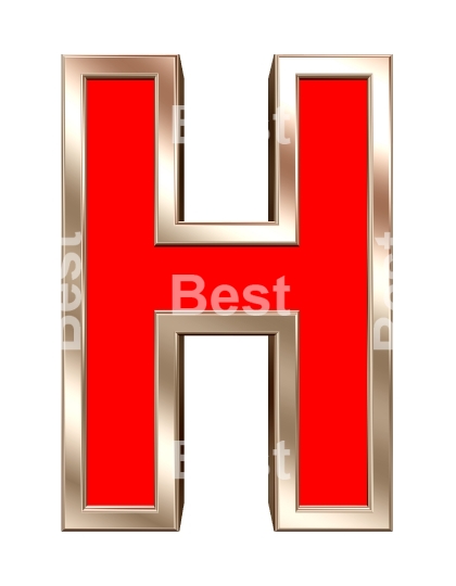One letter from red with gold frame alphabet set