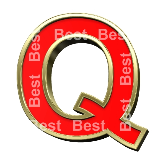 One letter from red with gold shiny frame alphabet set