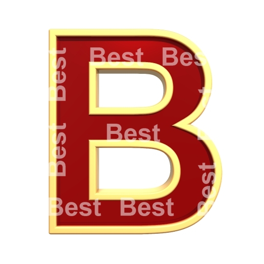 One letter from ruby with gold frame alphabet set