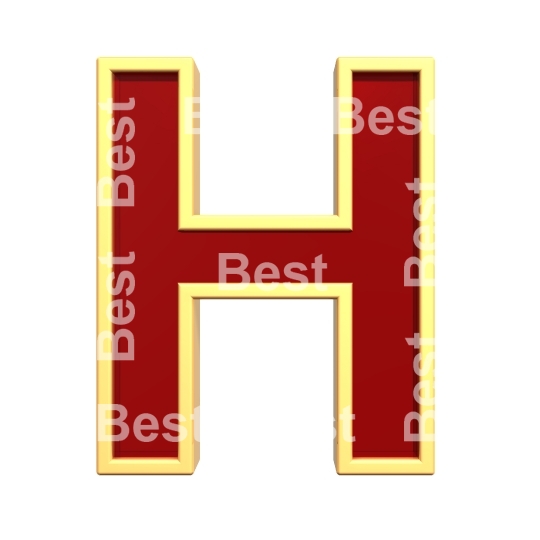 One letter from ruby with gold frame alphabet set