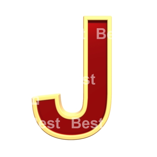 One letter from ruby with gold frame alphabet set