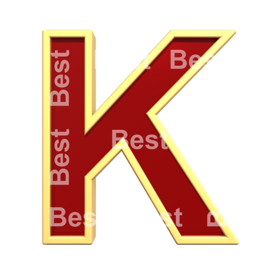 One letter from ruby with gold frame alphabet set