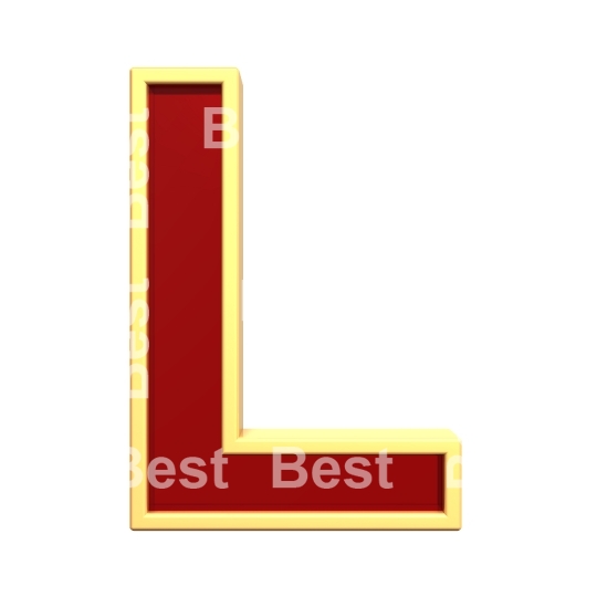 One letter from ruby with gold frame alphabet set