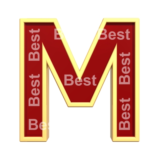 One letter from ruby with gold frame alphabet set