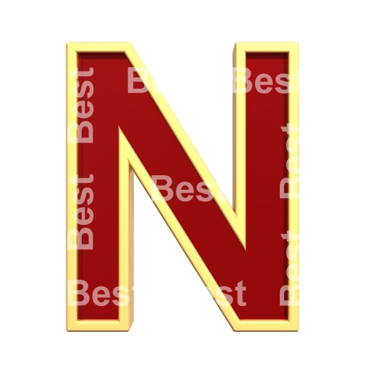 One letter from ruby with gold frame alphabet set