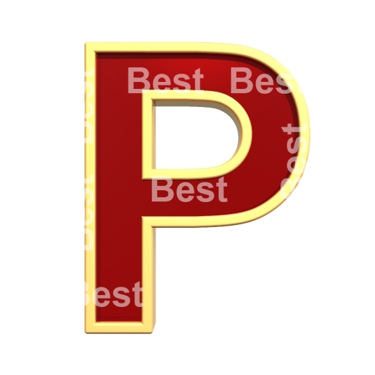 One letter from ruby with gold frame alphabet set