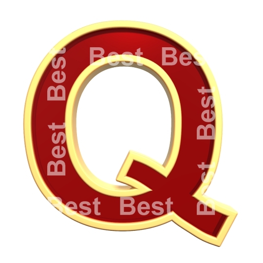One letter from ruby with gold frame alphabet set