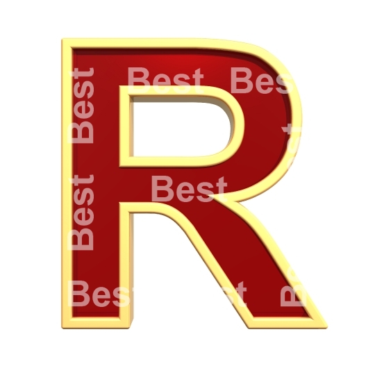 One letter from ruby with gold frame alphabet set