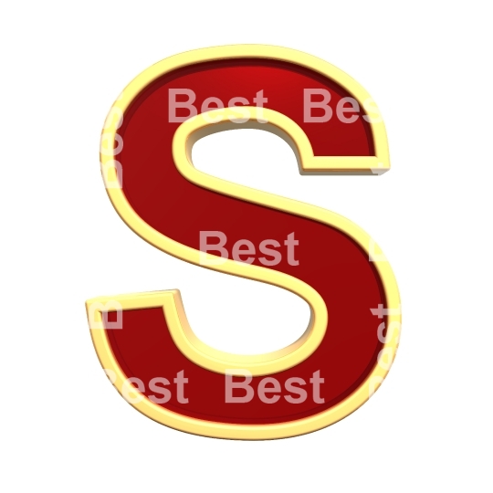 One letter from ruby with gold frame alphabet set