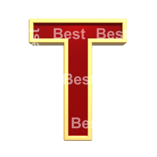 One letter from ruby with gold frame alphabet set