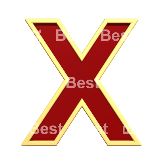 One letter from ruby with gold frame alphabet set