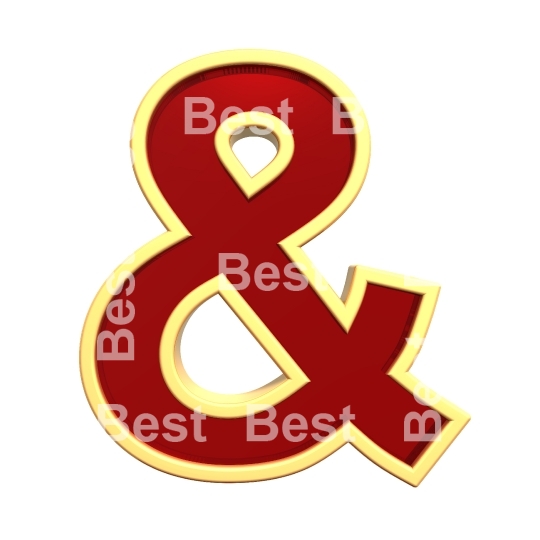 One letter from ruby with gold frame alphabet set