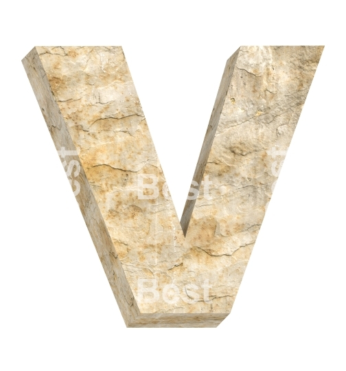 One letter from sandstone alphabet set isolated over white.