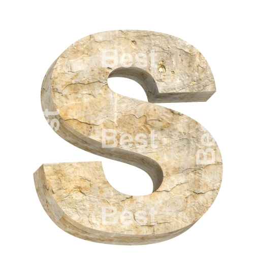 One letter from sandstone alphabet set isolated over white.