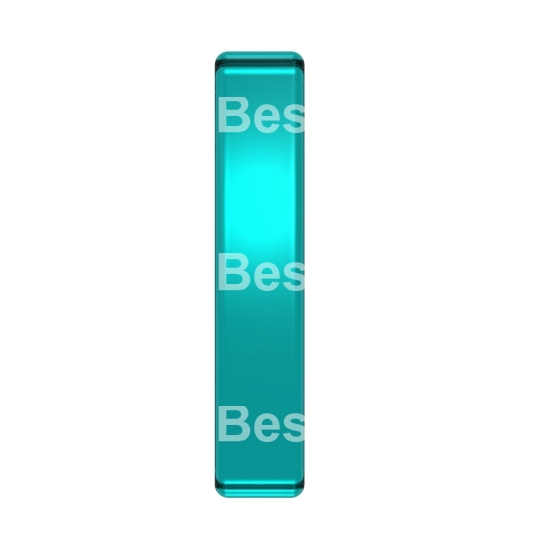 One letter from turquoise alphabet set, isolated on white.