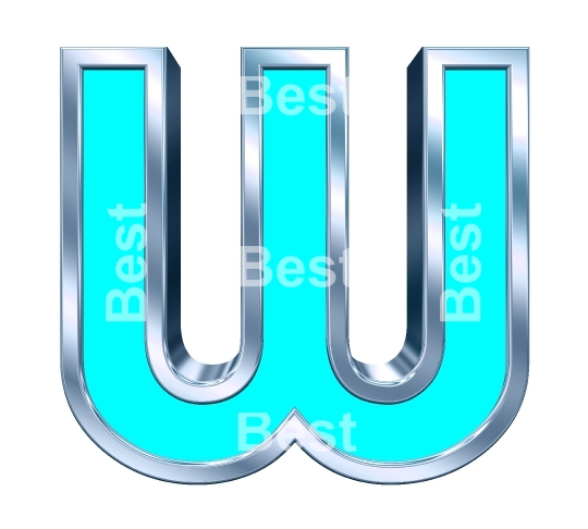One letter from turquoise with chrome frame alphabet set