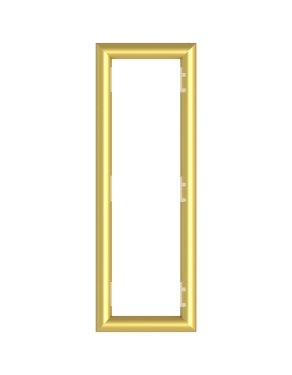 One letter from white with gold shiny frame alphabet set, isolated on white