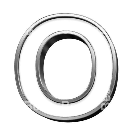 One letter from white with silver shiny frame alphabet set, isolated on white. 