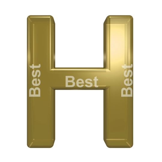 One letter from yellow glass alphabet set, isolated on white.