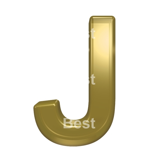 One letter from yellow glass alphabet set, isolated on white.