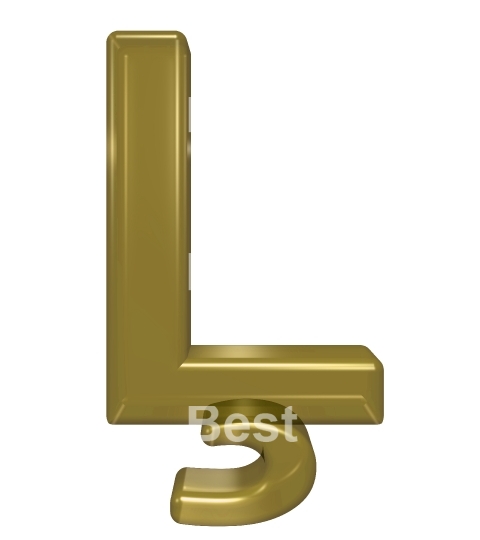 One letter from yellow glass alphabet set, isolated on white.
