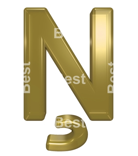 One letter from yellow glass alphabet set, isolated on white.