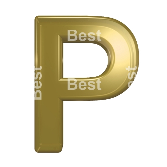 One letter from yellow glass alphabet set, isolated on white.