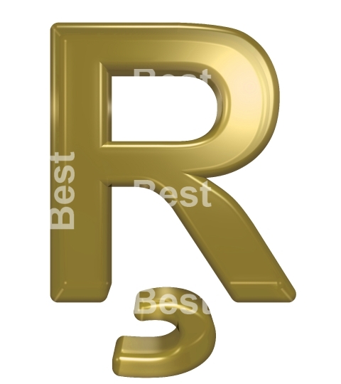 One letter from yellow glass alphabet set, isolated on white.