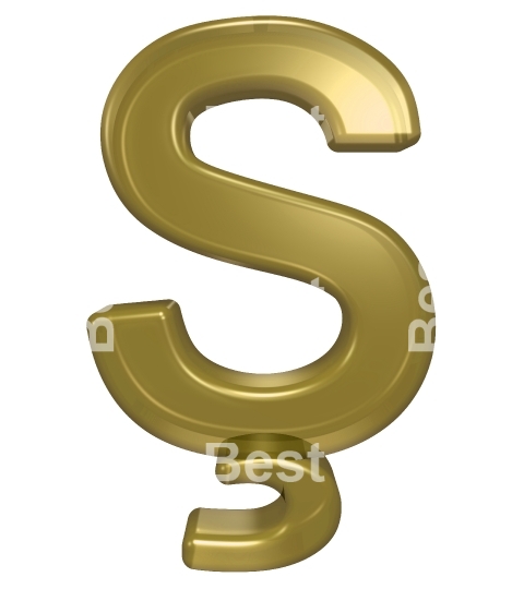 One letter from yellow glass alphabet set, isolated on white.